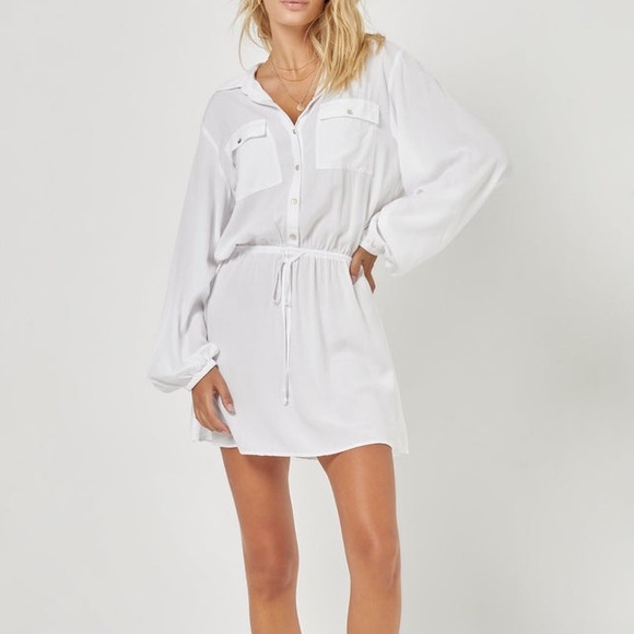 l*space Dresses & Skirts - L*Space Women's Amelia Mini Dress White Sz S Long Sleeves